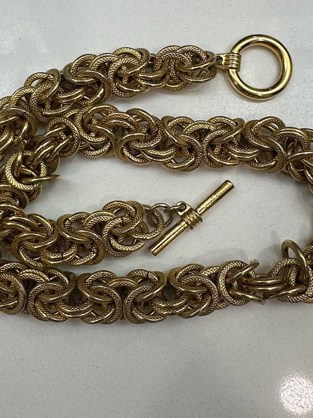 Gold-Tone Byzantine Chain Necklace with Toggle Clasp
